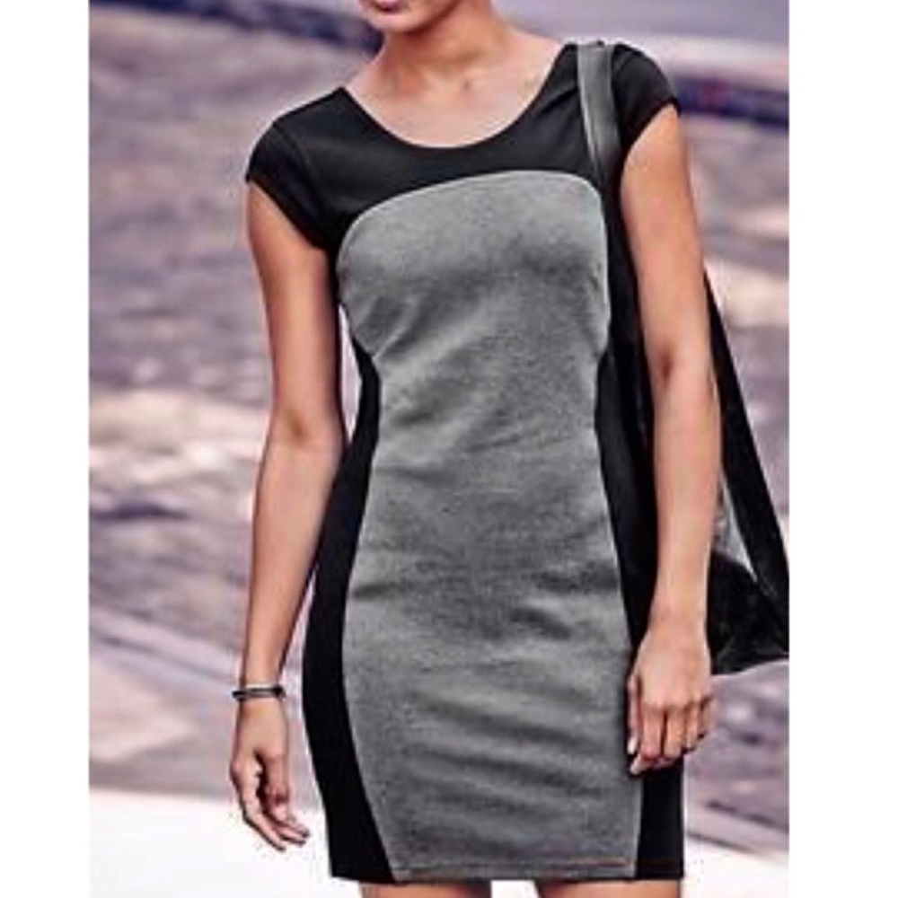 Athleta black and gray cap sleeve stretchy bodycon dress Stretch dress Casual